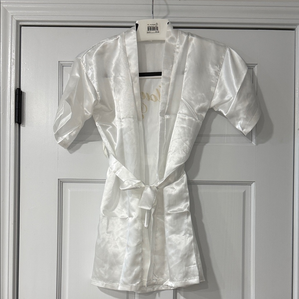Child Silk Satin Kimono Robes Bathrobe Sleepwear Wedding Flower Girl Size 8
